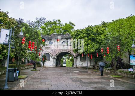 Ningbou xikou fenghua Bezirk, Zhejiang Provinz, Chiangs ehemalige Residenz Wu Ling Tür Stockfoto