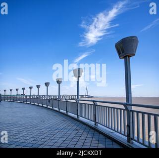 Nanging cixi Stadt hangzhou Bay Bridge Haitian eine Kontinente Insel Plattform im Meer. Stockfoto