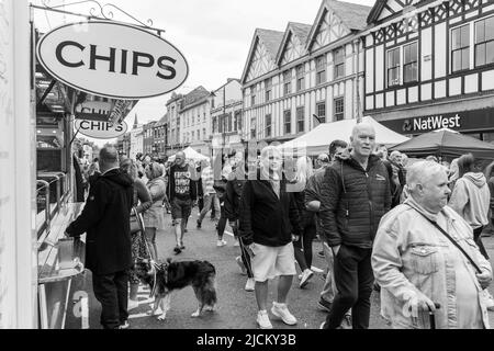 Besucher des Morpeth Fair Day 2022 in Morpeth, Northumberland, Großbritannien. Stockfoto