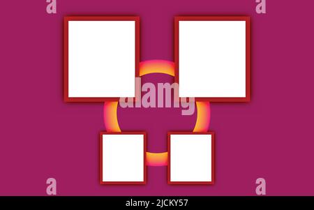 Vier Fotorahmen Hintergrund Artwork Design Stock Vektor