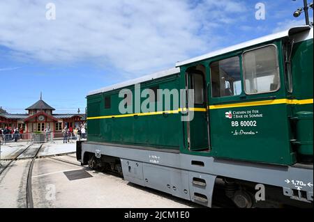 Lokomotive der Museumsbahn Chemin de Fer de la Baie de Somme in Saint-Valery-sur-Somme, Picardie, Frankreich