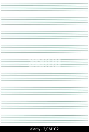 Diagrammpapier. Bedruckbares Rasterpapier mit Stabpapier auf weißem Hintergrund. Ein leeres Notenblatt mit Personal. Geometrisches Muster für Komposition, Bildung Stock Vektor
