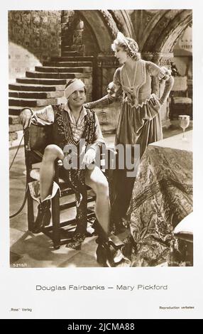 Porträt von Douglas Fairbanks und Mary Pickford in Taming of the Shrew - Silent Hollywood Ära Stockfoto