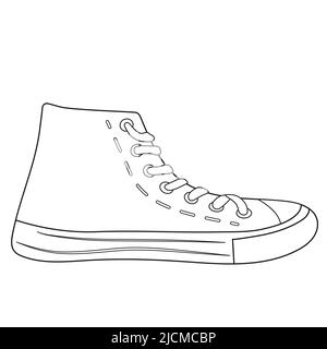 Schwarze und weiße Linien. Stylischer Sneaker, Schnürsenkel.cooler Vektor. Stock Vektor