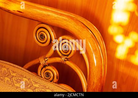 Detail von Korbsessel oder Vintage Rattan alten Stuhl Stockfoto