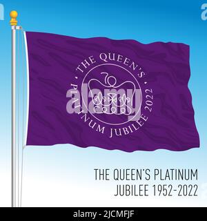 Vereinigtes Königreich, Jahrgang 2022, Queen Elizabeth Jubilee 2022 Flagge, Illustration Stockfoto