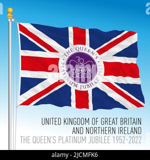 Vereinigtes Königreich, Jahrgang 2022, Queen Elizabeth Jubilee 2022 Flagge, Illustration Stockfoto