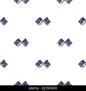 Rennflagge nahtlose Mustergravur. Vintage Sport Hintergrund in handgezeichneter Stil. Vektor wiederholte Textur für Druck, Stoff, Verpackung, Tapete, ti Stock Vektor