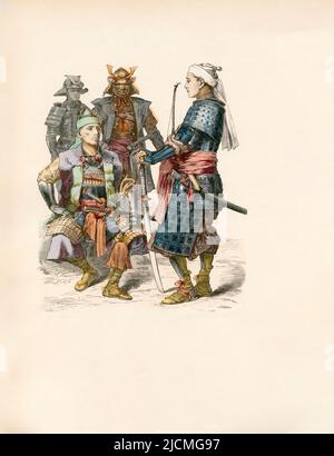 Soldiers, Japan, Ende 19.. Jahrhundert, Illustration, die Geschichte des Kostüms, Braun & Schneider, München, Deutschland, 1861-1880 Stockfoto