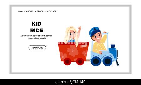 Kid Ride Train Attraction In Amusement Park Vector Stock Vektor