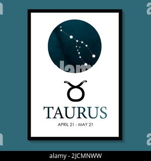 Taurus Tierkreis. Stier Sternzeichen. Stier Sternbild Astrologie Vektor Illustration. Astrologie Illustration Stock Vektor