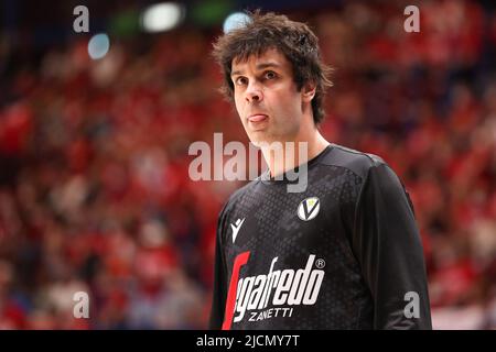 Mailand, Italien. 12.. Juni 2022. Italien, Mailand, 12 2022. juni: Während des Basketballspiels A/X Armani Exchange Milan vs Virtus Bologna, Finale game3 LBA 2021-2022 im Mediolanum Forum (Foto von Fabrizio Andrea Bertani/Pacific Press/Sipa USA) Kredit: SIPA USA/Alamy Live News Stockfoto