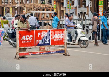 Unbearbeitete Ratha (Streitwagen) während der puri jagannath ratha yatra in puri odisha india Stockfoto