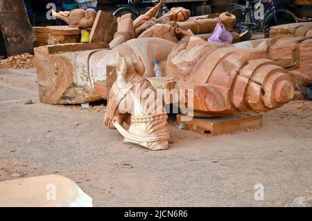 Holzbauarbeiten bei puri odisha india Stockfoto