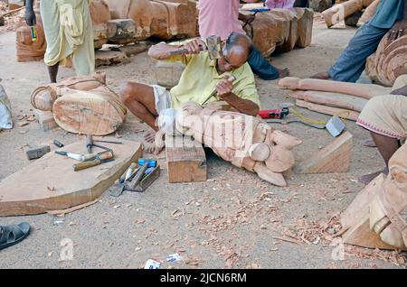 Holzbauarbeiten bei puri odisha india Stockfoto