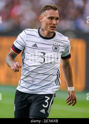 Mönchengladbach, DEUTSCHLAND - 14. JUNI: David Raum aus Deutschland während des UEFA Nations League-Spiels zwischen Deutschland und Italien im Borussia-Park am 14. Juni 2022 in Mönchengladbach (Foto: Joris Verwijst/Orange PicBilder) Stockfoto