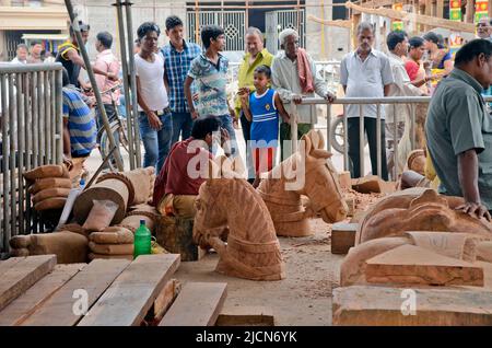 Holzbauarbeiten bei puri odisha india Stockfoto