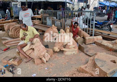 Holzbauarbeiten bei puri odisha india Stockfoto