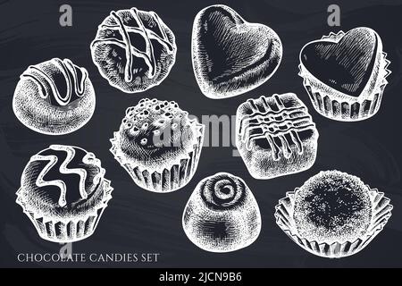 Vektor-Set von handgezeichneten Kreide Schokolade Bonbons Stock Vektor