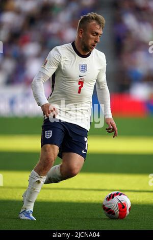 Wolverhampton, Großbritannien. 14.. Juni 2022. Jarrod Bowen aus England in Aktion während des Spiels. UEFA Nations League, Gruppe c Spiel, England gegen Ungarn im Molineux Stadion in Wolverhampton, England am Dienstag, 14.. Juni 2022. Nur zur redaktionellen Verwendung. Bild von Steffan BowenAndrew Orchard Sports Photography/Alamy Live News Credit: Andrew Orchard Sports Photography/Alamy Live News Stockfoto