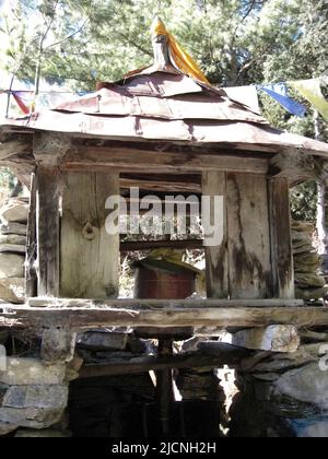 Upper Pisang Village, um Annapurna Trek, Manang District, Gandaki Zone, Nepal Himalaya, Nepal. Stockfoto