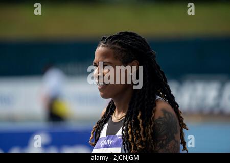 Aleia Hobbs (USA) Gewinnerin der Frauen-100m beim. Großer Preis von NYC 2022. Stockfoto