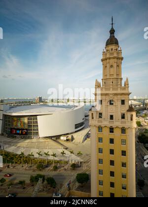 Vertikale Luftaufnahme Miami Freedom Tower Stockfoto