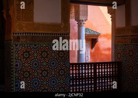 Saadianische Gräber, eine königliche Nekropole in Marakesh, in einer königlichen Kasbah, Marokko, April 2016 Stockfoto