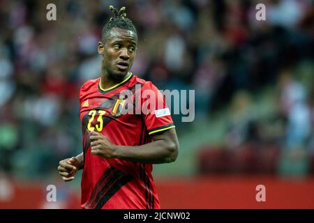 Warschau, Polen. 15.. Juni 2022. Michy Batshuayi aus Belgien während des UEFA Nations League-, League A-, Gruppen-4-Spiels zwischen Polen und Belgien im PGE-Nationalstadion in Warschau, Polen am 14. Juni 2022 (Foto von Andrew SURMA/ Quelle: SIPA USA/Alamy Live News Stockfoto