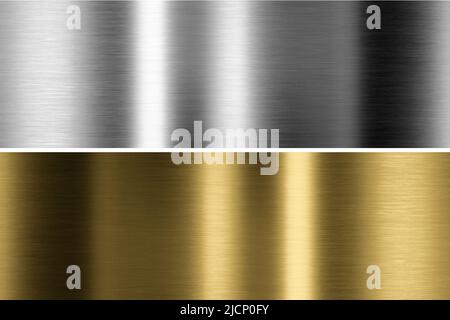 Genähte Strukturen aus Aluminium, Bronze und Messing. 3D Rendern Stockfoto