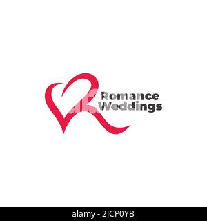Buchstabe r Liebe Herz Romantik Hochzeit Logo Vektor Stock Vektor