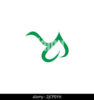 Buchstabe y Kurven Linie grünes Blatt Design Logo Vektor Stock Vektor