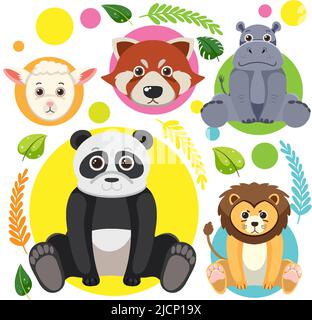 Cute animals seamless pattern illustration Stock Vektor