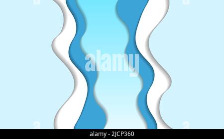 Abstrakte weiße Wolke, retro gestyltes Papierschnittmuster, sommerblauer Himmel Textur Hintergrund, Illustration, natürliche Linienkunst Stockfoto
