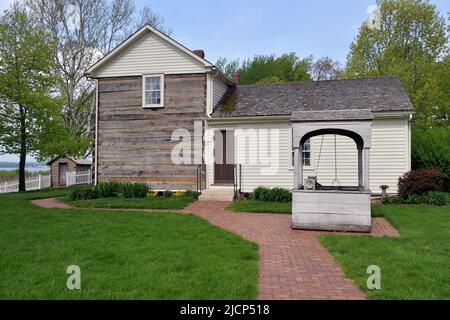 Nauvoo, Illinois, USA. Die historische Stätte Joseph Smith Homestead liegt hoch über dem östlichen Ufer des Mississippi River. Stockfoto