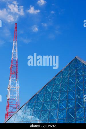 Hohe Wolkenkratzer in Downtown Dallas, Texas, Zement-, Stahl-, Glas-Gebäude Stockfoto