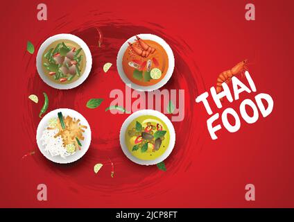 Thailand Food-Set-Design. vektor-Illustration Stock Vektor