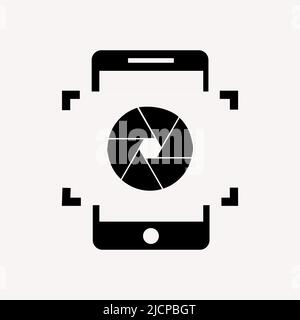 Vektorsymbol für die Linie der Smartphone-Kamera. Foto-Symbol. Symbole für die Silhouette des Telefonlinsenobjektivs für das Webdesign. Tablet fotografiert flaches Symbol für App-Design. Stock Vektor