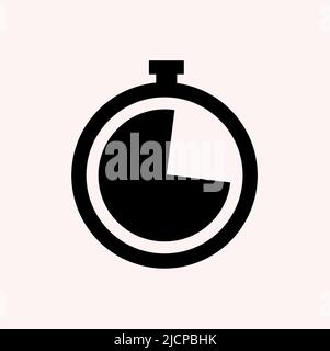 Vektorsymbol Stoppuhr. Stoppuhr mit Silhouette. Stoppuhr auf weißem Hintergrund isoliert Stock Vektor