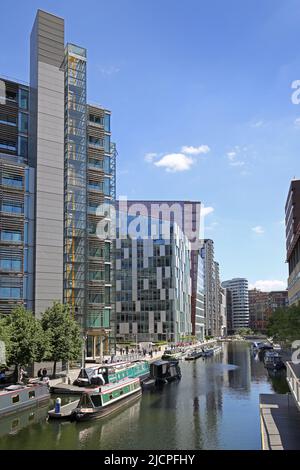 Das neue Merchant Square-Baugebiet am Grand Union Canal Basin, Paddington, London, Großbritannien Stockfoto