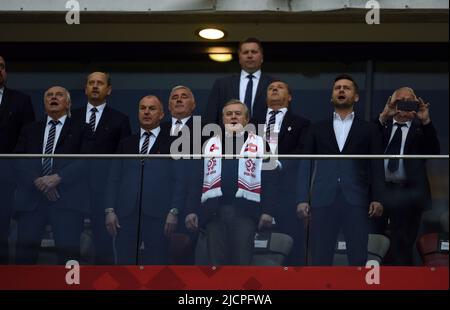 WARSCHAU, POLEN - 14. JUNI 2022: UEFA Nations League 2023 Polen - Belgien Spielogo: Stockfoto