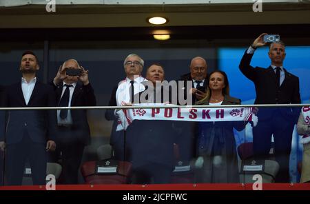 WARSCHAU, POLEN - 14. JUNI 2022: UEFA Nations League 2023 Polen - Belgien Spielogo: Stockfoto