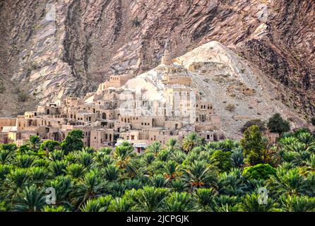 Luftaufnahme des historischen Dorfes in der Nähe der Festung Nizwa Stockfoto