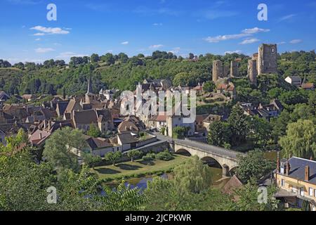 Frankreich, Allier, Herisson, das Dorf und die Burg Stockfoto