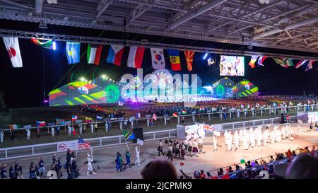 Isyk-Kul, Kirgisistan - 29. September 2018: Eröffnungsfeier der World Nomad Games 2018 Stockfoto