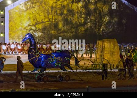 Isyk-Kul, Kirgisistan - 29. September 2018: Eröffnungsfeier der World Nomad Games 2018 Stockfoto