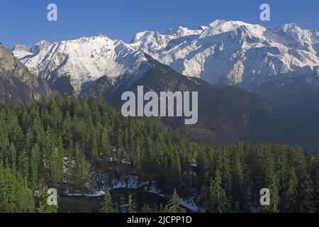 Frankreich, Savoie (74) der Mont Blanc, massiv verschneit, Stockfoto