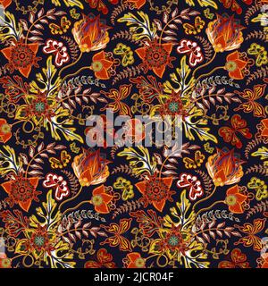 Nahtlose Muster mit Fantasie-Blumen, natürliche Tapete, Blumenschmuck Curl Illustration. Paisley Print hand gezeichneten Elemente. Wohnkultur. Stock Vektor