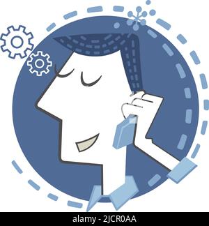 Lächelnder Mann, der am Telefon sprach. Banner im Retro-Stil mit einem jungen Mann, der auf seinem Mobiltelefon spricht. Stock Vektor