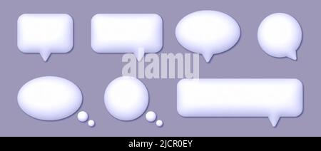 3D Sprechblasen gesetzt, realistische weiße Chat-Dialog-Zitate, Social-Media-Kommunikation Elemente Stock Vektor